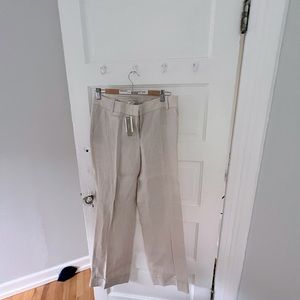 Size 4 cream linen JCrew trousers never worn wit tags